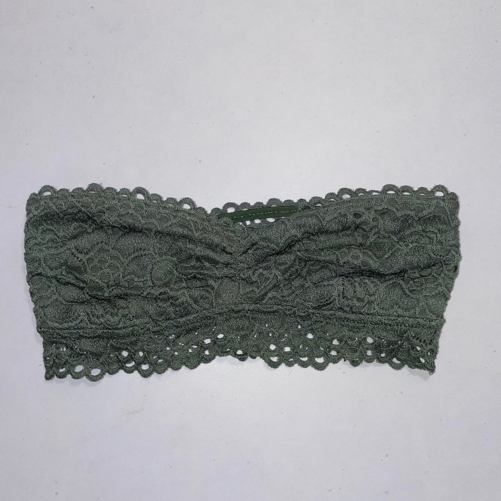 aerie Women’s Small Green Lace Strapless Bandeau Bralette Bra